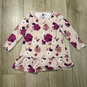 Tea Collection Pink Purple Floral Long Sleeve Girl's Size 3 Dress